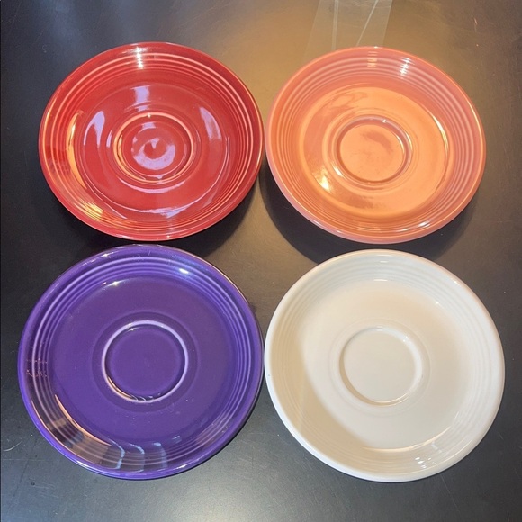 Fiesta Other - Fiesta Colorful Ceramic Saucer Set - Red, Coral, Purple, White